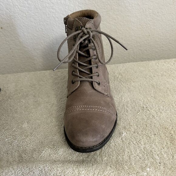 White Mountain Womens Size 7.5M Suede Ankle Boots Trenton Brown Lace Up W/Zipper - Picture 5 of 10